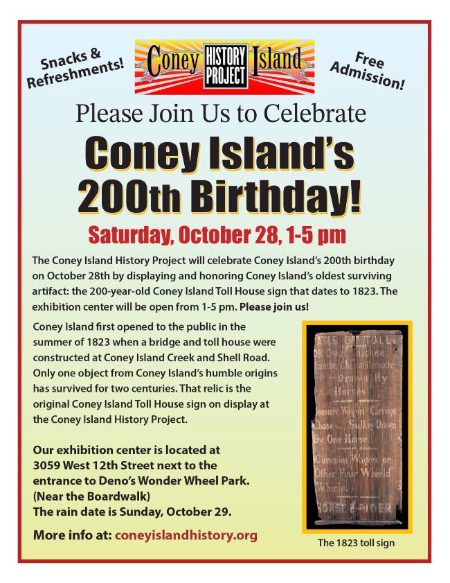 October 28: Join Us to Celebrate Coney Island’s 200th Birthday!