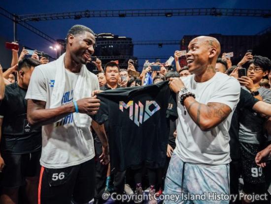 Tymell Murphy (left) was awarded MVP Honors by Stephon Marbury (right) in Beijing, China, June 2018. Photo courtesy of Tymell Murphy.