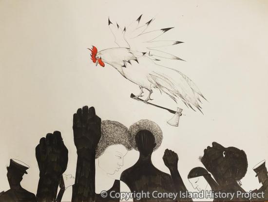 Helter Skelter, Ink on paper, 18 x 24", 2020. Photo courtesy of Alisa Minyukova.