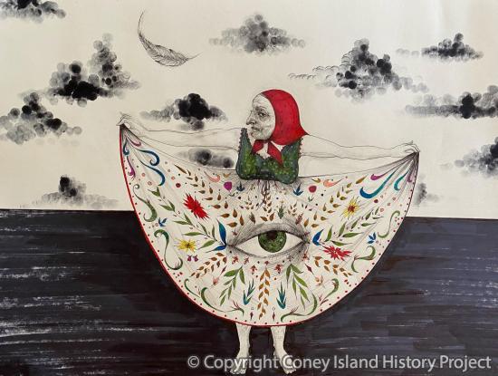 Indigenous Eye, Ink on paper, 18 x 24", 2020. Photo courtesy of Alisa Minyukova.