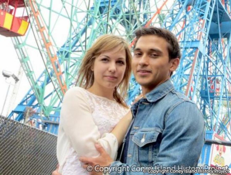 Max and Stef after getting engaged on the Wonder Wheel. Photo: Coney Island History Project Collection.