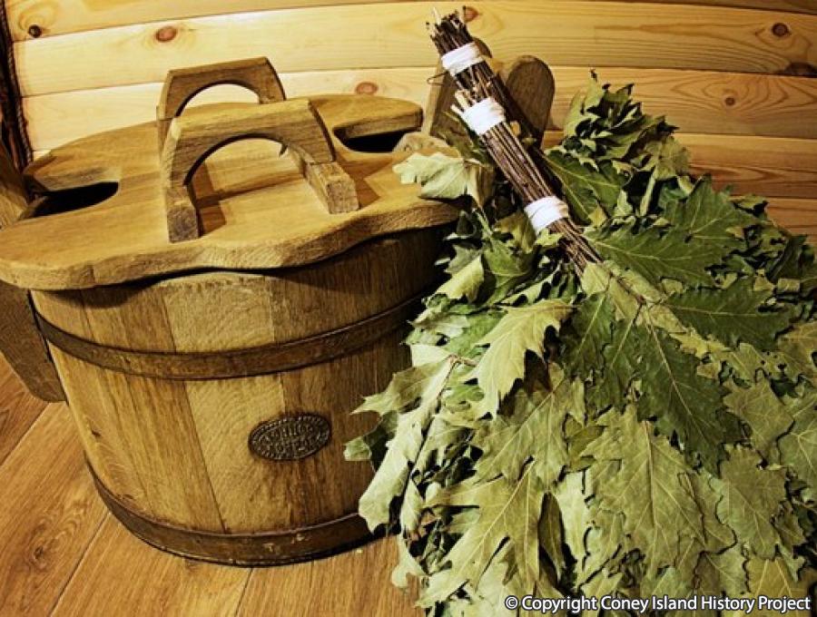 The cultural traditions of the Russian bathhouse including the venik, a bundle made of twigs on which birch or oak leaves have begun to sprout, which is used to give a massage.