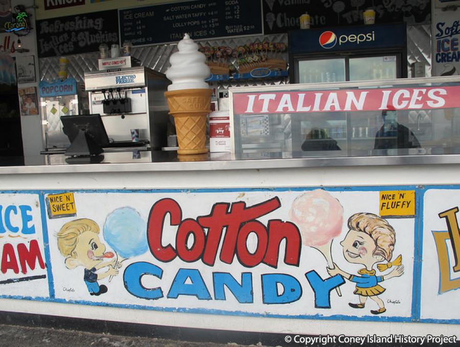 Cotton Candy Kids Sign at Paul's Daughter, Coney Island Boardwalk, by Hector George Wallace. November 1, 2015. Photo © Tricia Vita.