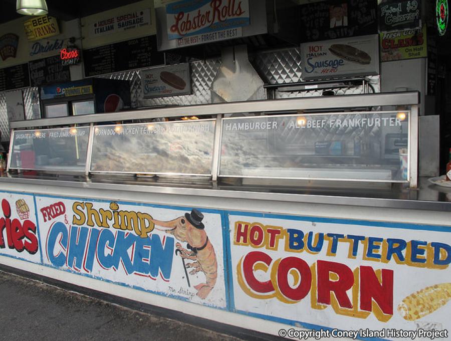 Mr Shrimp Sign at Paul's Daughter, Coney Island Boardwalk, by Hector George Wallace. November 1, 2015. Photo © Tricia Vita.